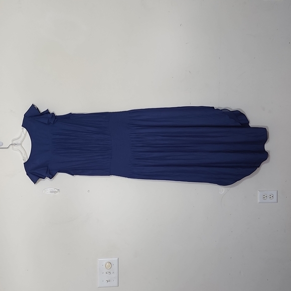 Ramy Brook New York Reina Blue Silky Midi Dress Size L - Picture 4 of 11